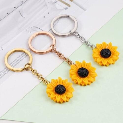 Fnixtar 20Pcs/Lot Sunflower Key Chain Mirror Polished Stainless Steel Keychains For DIY Making Keychain Mens Fashion Jewelry