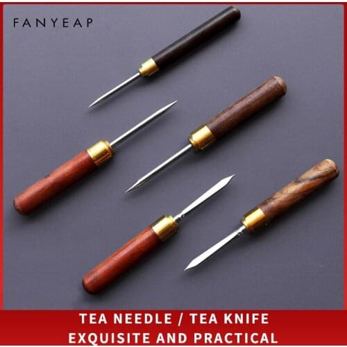 Tea Knife Needle Pick With Wood Handle Puer Tea Tools Cone Needle Breaking Prying Tea Brick Professional Tool