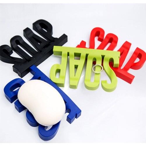 Letter Shape Soap Dish Holder Hollow design Non Residue with Water Soap Shelf with Suction Cup Sucker Sponge Debris Storage Dish