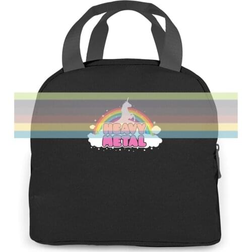Unicorn Rainbow Heavy Metal Death Metal Rock Punk Mens s nage Pop women men Portable insulated lunch bag adult
