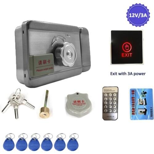 Dragonsview Electronic Lock 12V/3A Exit Button Unlock Electric Locks for Door Access Control System