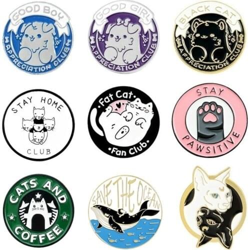 Pink cat claw fox suit Cute Cat Dog Enamel Pin Creative Round Brooch Badge Pin Backpack Bag Lapel Pin Cartoon Jewelry Gifts