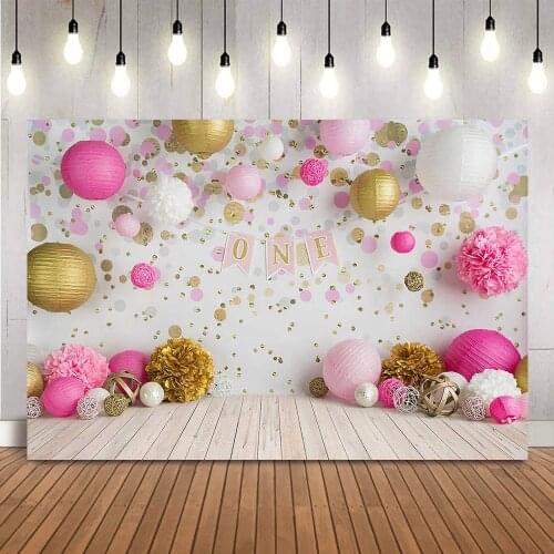 1st Birthday Lantern Theme Cake Smash Portrait Backdrop for Newborn Children Photographic Studio First Birthday Party Banner
