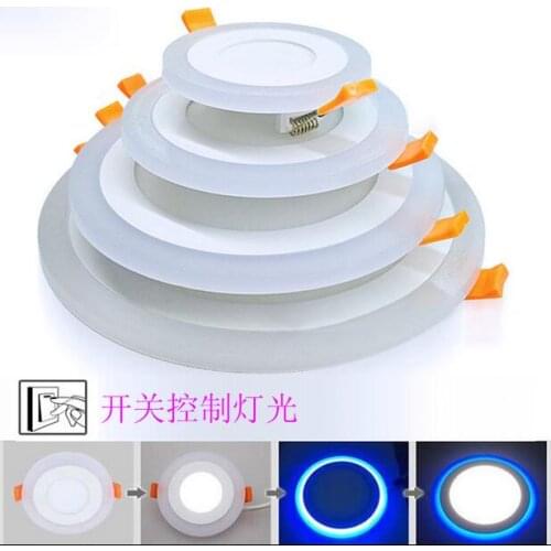 LED Downlight Panel Light 6W 9W 16W 24W 3 Model Round Square Double Color AC85-265V Warm white Blue color Indoor Lighting Bulb