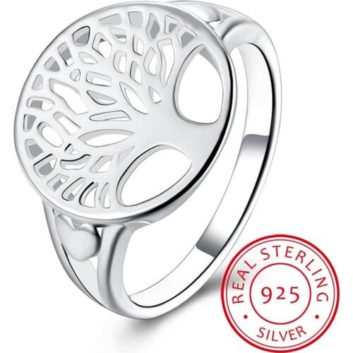 LEKANI Tree of Life Classic Accessories 925 Sterling Silver Rings anel Bague anillos For Women New Mothers Day Gifts