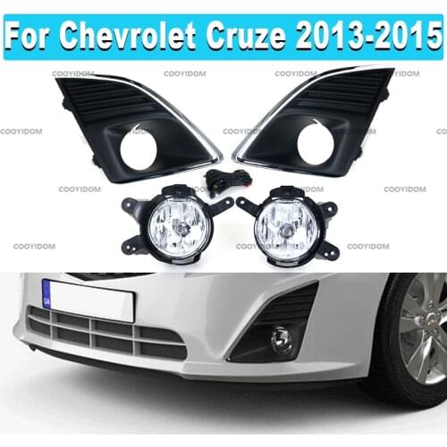A Set of 12V 35W Car Front Fog Lamp Assembly For Chevrolet Cruze 2013 2014 2015 with Fog Lamp Cover and Relay Switch Button