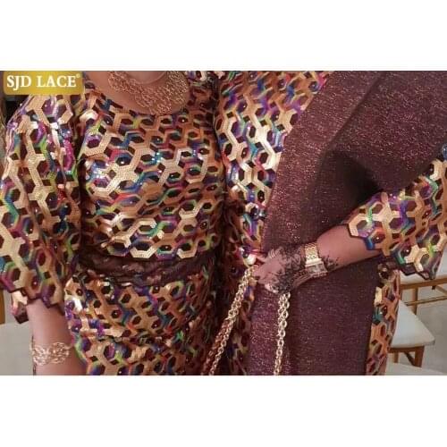SJD LACE Latest Colorful African Sequins Lace Fabric French Mesh Laces High Quality 2021 Nigerian Lace Fabric For Party SewA2517