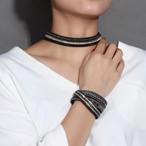 Alloy PU Collar Shiny Necklace Torque For Girl/Women Can Be Use Torques and Bracelet Good for Going Party or Banquet Daily