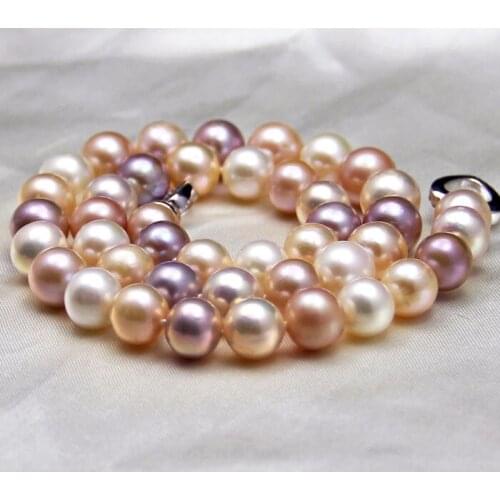 Send the mother natural freshwater pearl necklace 10-11mm color mixed luxury FINE jewelry