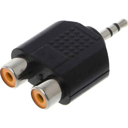Gold Plated 3.5mm Stereo Audio Male Plug to 2 RCA female Jack Y Splitter Adapter Connector