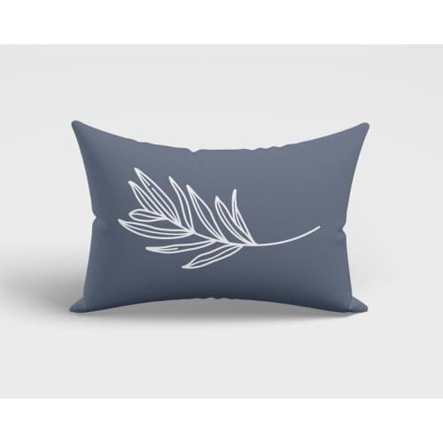 Rectangle Leaf Patterned Blue Color Double Sided Printed Suede Cushion Cover 2021 Home Decoration