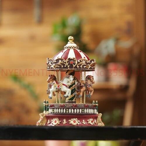 Romantic Carousel music box vintage rotating music box Christmas gift, unusual gifts, home decoration 5pcs