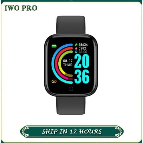 IWO PRO Y68 Smart Watch 2020 Men Women Blood Pressure Heart Rate Monitor Fitness D20 Watch Smart Bracelet For Android IOS Phone