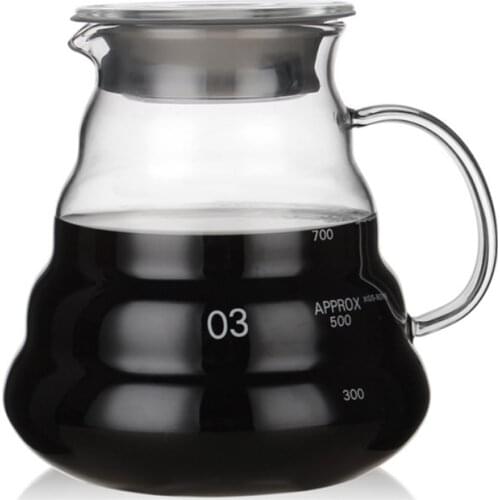 Ecocoffee Heatproof V60 Pour Over Coffee Server Standard Glass Coffee Pot 360/580/780ml Baristal Accessories