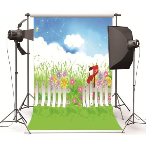Green Grassland Flower Paintings Computer Printed Photo Background Vinyl Photography Background for Photo for Wedding Children