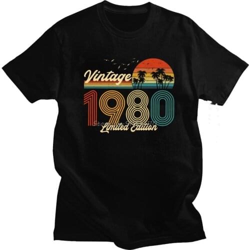 Vintage 1980 Limited Edition T-Shirt Men Graphic Tops Tees 40 Years Old 40th Birthday Gift T Shirt 100% Cotton Tshirt Clothing