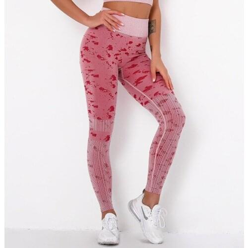 Women Quick Dry Sport Fitness Leggins Seamless Stripe Printed Sports Leggings Yoga Pants Slim Tights Trousers For Lady XS-XL