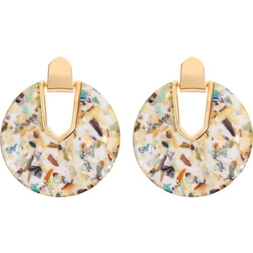 2019 New Boho Round Pearl shell Earring Girls Fashion Colorful abalone shell Statement Jewelry For Women Summer Party Gift
