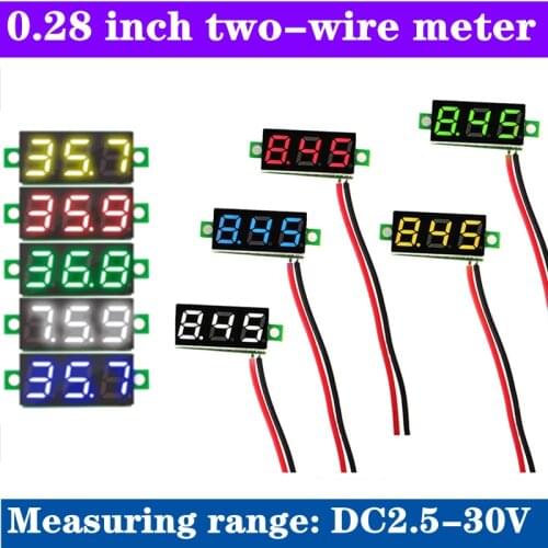 0.28 inch two-wire DC voltmeter digital display voltmeter head DC2.5-30V micro-adjustable calibration