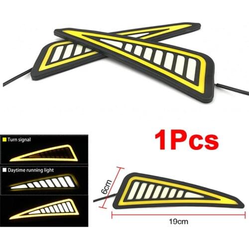 1pcs Car LED Bumper Strip COB Daytime Running Light Yellow Turn Signal DayLight DRL
