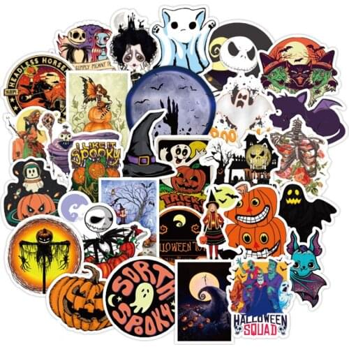 10/30/50PCS/ Halloween Skull Pumpkin Funny Sticker Children DIY Suitcase Notebook Guitar Graffiti Applique Sticker Wholesale