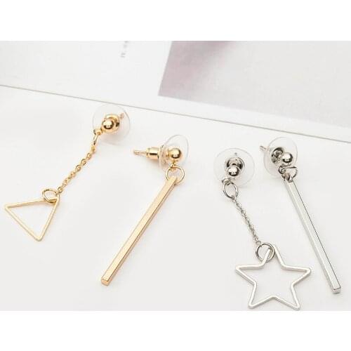 10 pairs/lot Long Tassel Drop Earrings Women Gold Silver Plated Star Triangle Round Circle Dangle Charm Earring Eardrop Jewelry