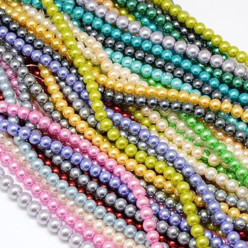 10 Strands Environmental Dyed Glass Pearl Round Bead 8mm Mix Color For Jewelry Making DIY Bracelet Necklace