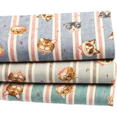 110CM*45CM cotton fabric Japanese soft breeze cartoon cat printing fabric, handmade DIY patchwork mouth gold package cloth