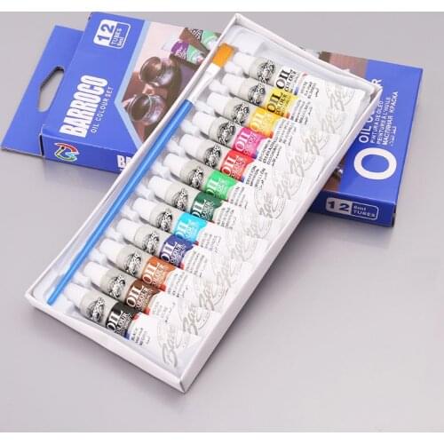 12 Colors Acrylic Paint Drawing Pigment Oil Colors Painting 6ml Tube With Brush Set Artist Supplies C26