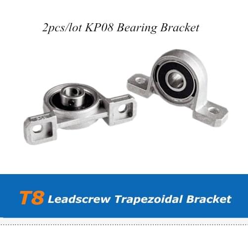 2pcs KP08 Bearing Bracket Horizontal For Trapezoidal T8 Lead Screw 3D Printers Parts Mounted Stand Support Stainless Steel Part