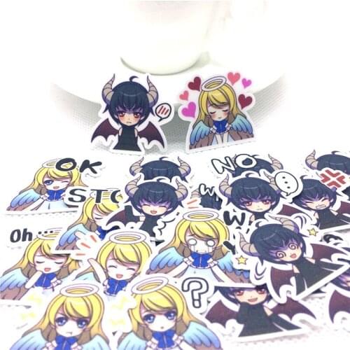 40 Pieces Cartoon angel demon Paper Waterproof Fun Sticker Toys The Luggage Fashion Laptop Stickers Handbag Decoration Stickers
