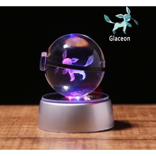 Anime K9 Crystal Ball Design Pokemon Poke Ball Glaceon Pokeball with Led Light