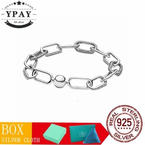 YPAY Bracelet Luxe Real Silver 925 Jewelry Gifts for The New Year Bracelets Mens Jewellery with Lock Husband Anklets Anklet