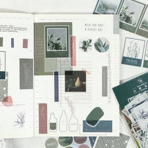 40 pcs/pack Vintage Warm air color plant Journal Decorative Washi Stickers Scrapbooking Stick Label Diary Album Stickers