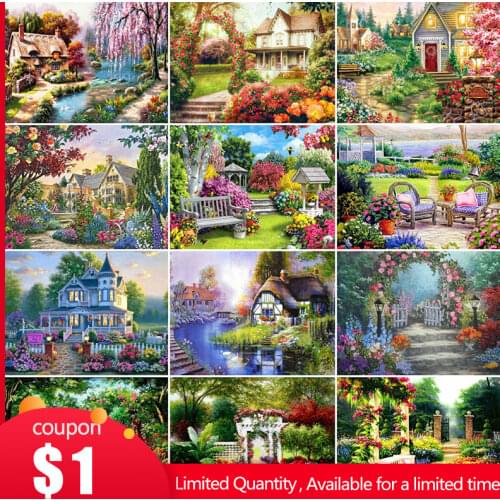EverShine Diamond Painting Garden Full Square Diamond Embroidery Scenery Natural Rhinestone Cross Stitch Mosaic Kit Home Decor