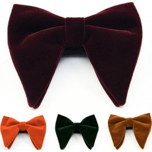 New Fashion Velvet Big Bowties for Women Mens Groom Wedding Bow Tie Skinny Solid Color Gravatas Slim Black Cravat Accessories