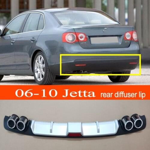 Jetta 2006-2011 ABS Plastic Silver / Black Car Rear Bumper Rear Diffuser Spoiler Lip for Volkswagen Jetta 2006-2011