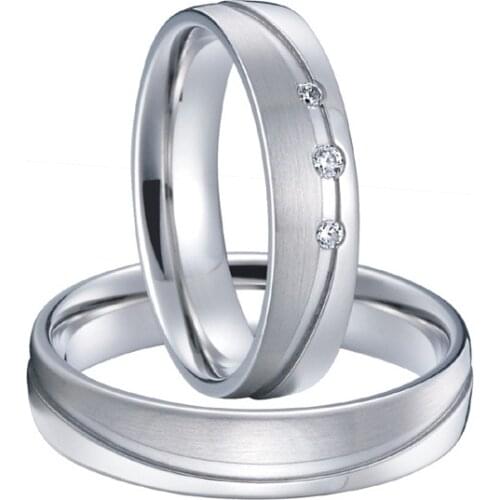 Classic mens and womens alliances white gold color couples weddings rings pair sets titanium steel jewelry