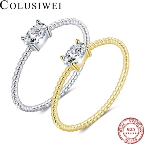 Colusiwei Silver Oval Ring 925 Sterling Silver Pure Love Clear CZ Rings for Women Engagement Wedding Statement Fine Jewelry