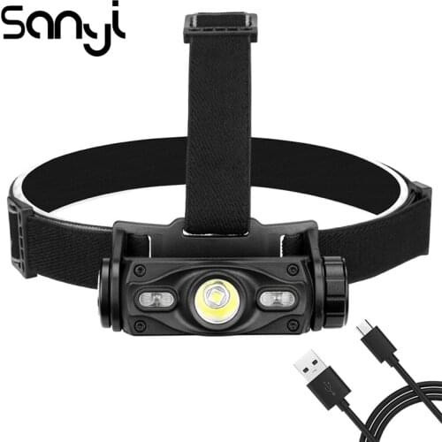 SANYI T6 Headlight Torch USB Rechargeable Built-in Battery Zoomable LED Flashlight Forehead Camping Hunting Headlamp