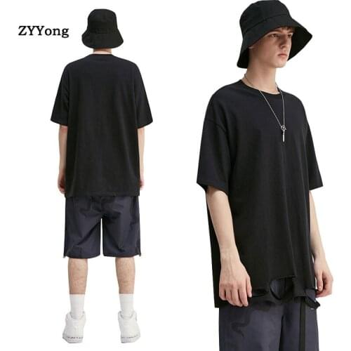 Solid Color Loose White T Shirt Men Women Black 100% Cotton Summer Short Sleeves Skateboard Tee Hip Hop Boy Skate Tshirt Tops