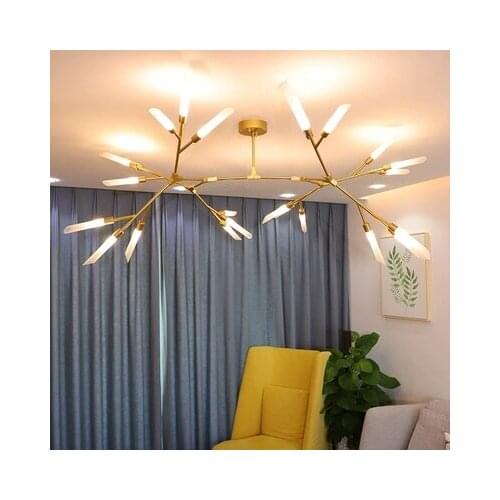 Post Modern Rotatable Branch Led Chandelier Matt Black Gold Chandelier Lighting Glass Tube Shades LED Lighting