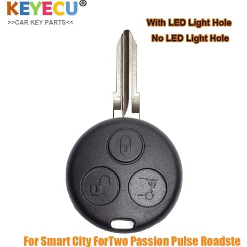 KEYECU Remote Control Auto Car Key Shell Case Cover for Mercedes-Benz Smart Fortwo 450 Forfour 451 Roadstar, Fob 2 Buttons