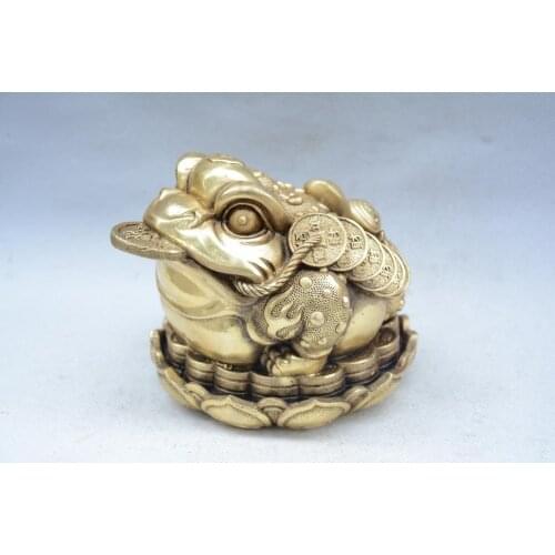 Rare Old QingDyansty(QianLong) copper gold toad statue /sculpture,Weight 2.5kg,best collection&adornment,free shipping
