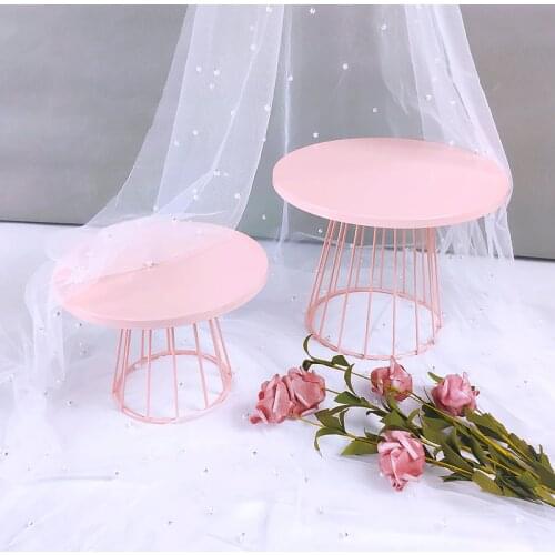 Pink Cake Stand Metal Dessert Table Cake Tray Christmas Birthday Party Macaron Cupcake Rack Stand For Wedding Gold