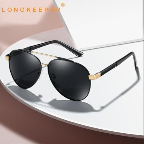 LongKeeper Classic Polarized Sunglasses Men Women Fashion Oversized Pilot Sun Glasses Male Retro Coating Lens Driving Eyewear
