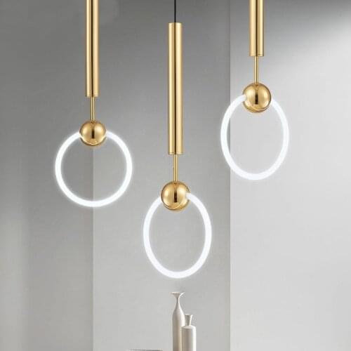 Post-modern Creative Design Circular Ring Led Pendant Light Warm Restaurant Bedroom Office Decoration Light Fixtures