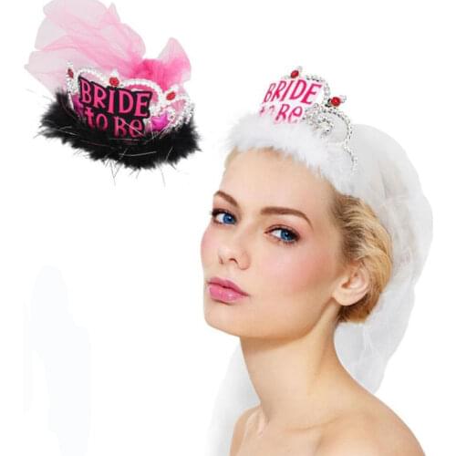 White Feather Bride To Be Tiara Crown Veil Hen Night Party Bridal Shower Decoration for Bachelorette Party wedding