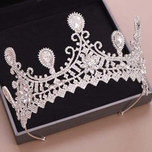 Bridal Tiara Baroque Wedding Crown Headpiece Silver Color Color Crystal Rhinestone Tiaras And Crowns Wedding Hair Accessories
