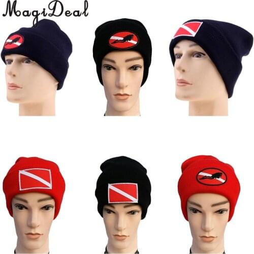 Comfortable Unisex Adult Men Women Dive Flag / Diver Down Scuba Diving Surf Kayak Sports Knit Beanie Hat Cap for Fishing